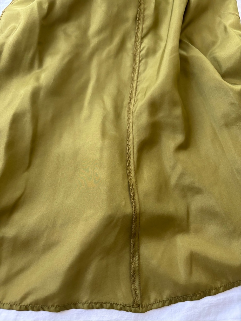Vintage Ruth Strapless Olive Silk Twist-Bodice Dress Size 8 - Picture 8 of 9